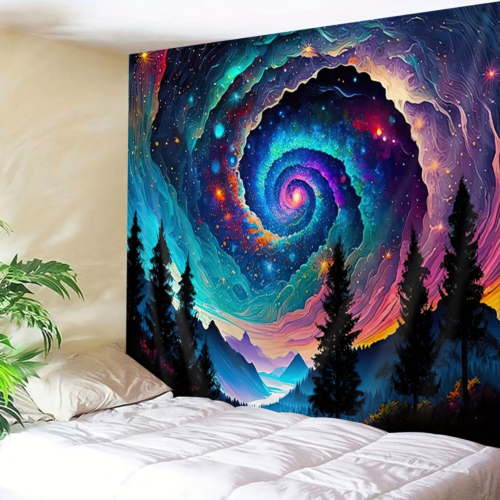 

1pc Natural Landscape Vortex Aurora Print Tapestry, Polyester Tapestry, Wall Hanging For Living Room Bedroom Office, Home Decor Room Decor Party Decor, With Free Installation Package