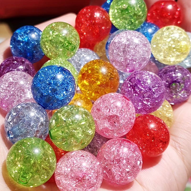 

500pcs 8mm Acrylic Transparent Crack Round Beads Diy Handmade Colored Crushed Stone Popcorn Beads