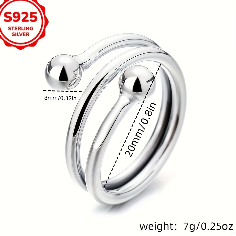 TEMU 1 Adjustable S925 Sterling Silvery Bead Ring - Hypoallergenic - Stylish And - Perfect For Daily Use And Special Occasions - For Birthdays And