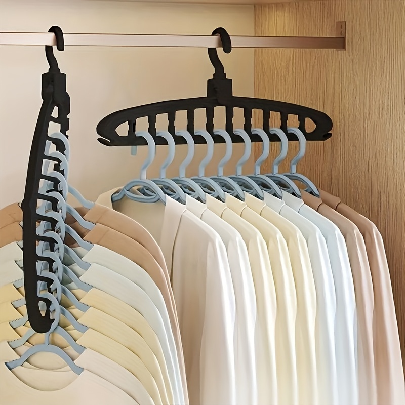 2pcs Black Plastic Hangers with Multi-Hook Design - Space-saving Wardrobe Organizer for Home and Travel, Durable and Lightweight, Ideal for Neat Closet Storage and Clothing Hangers