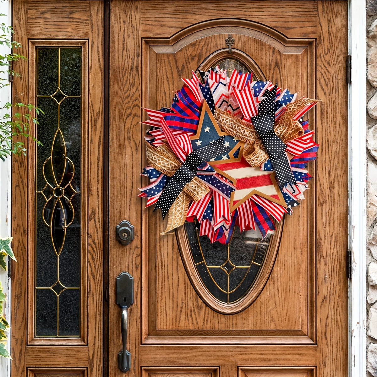 

1pc, Independence Day Patriotic Wreath, Celebration July 4th Independence Day Wreath Decoration, Independence Day Wreath Flag Door Hanging Ornament Pendant, 17.71x17.71in
