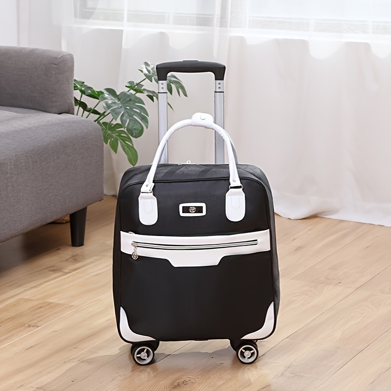 TEMU Travel Bag, Lightweight Foldable Suitcase With Wheels, Oxford Cloth, Hand Washable, Ideal For Business Trips And Short Getaways, Vacation Travel