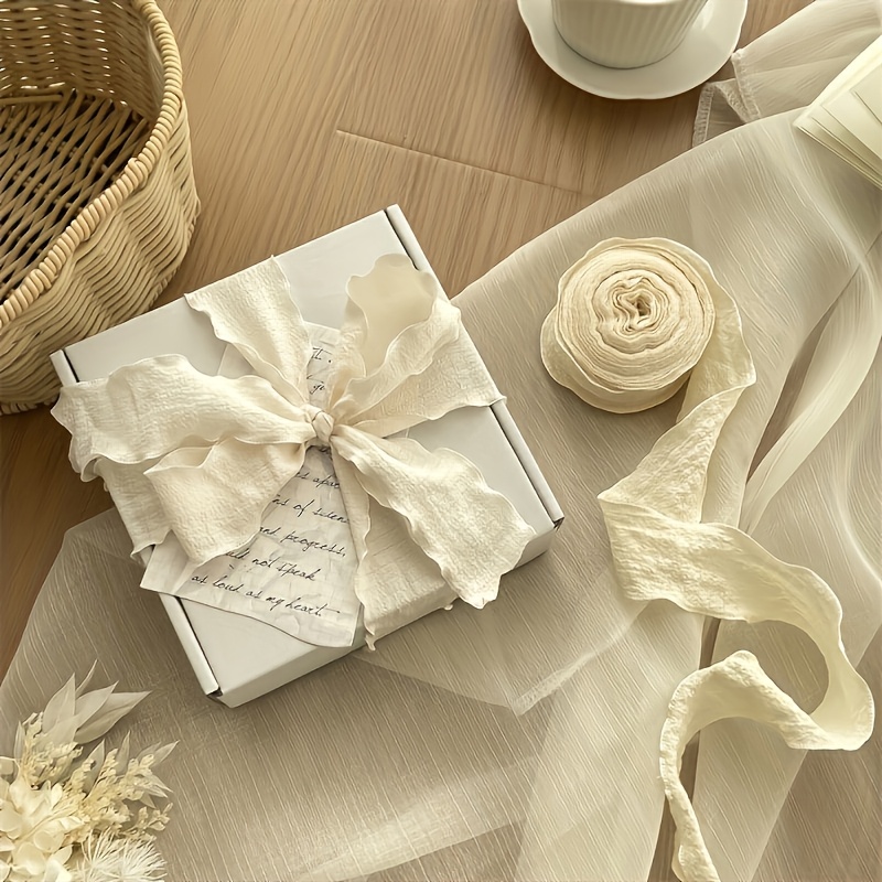 E-shop 1 Rolle Boho Chic Plissiertes Texturiertes Polyesterband - Handgemachtes Aussehen Dekoratives Band für Geschenkverpackung, Blumensträuße,