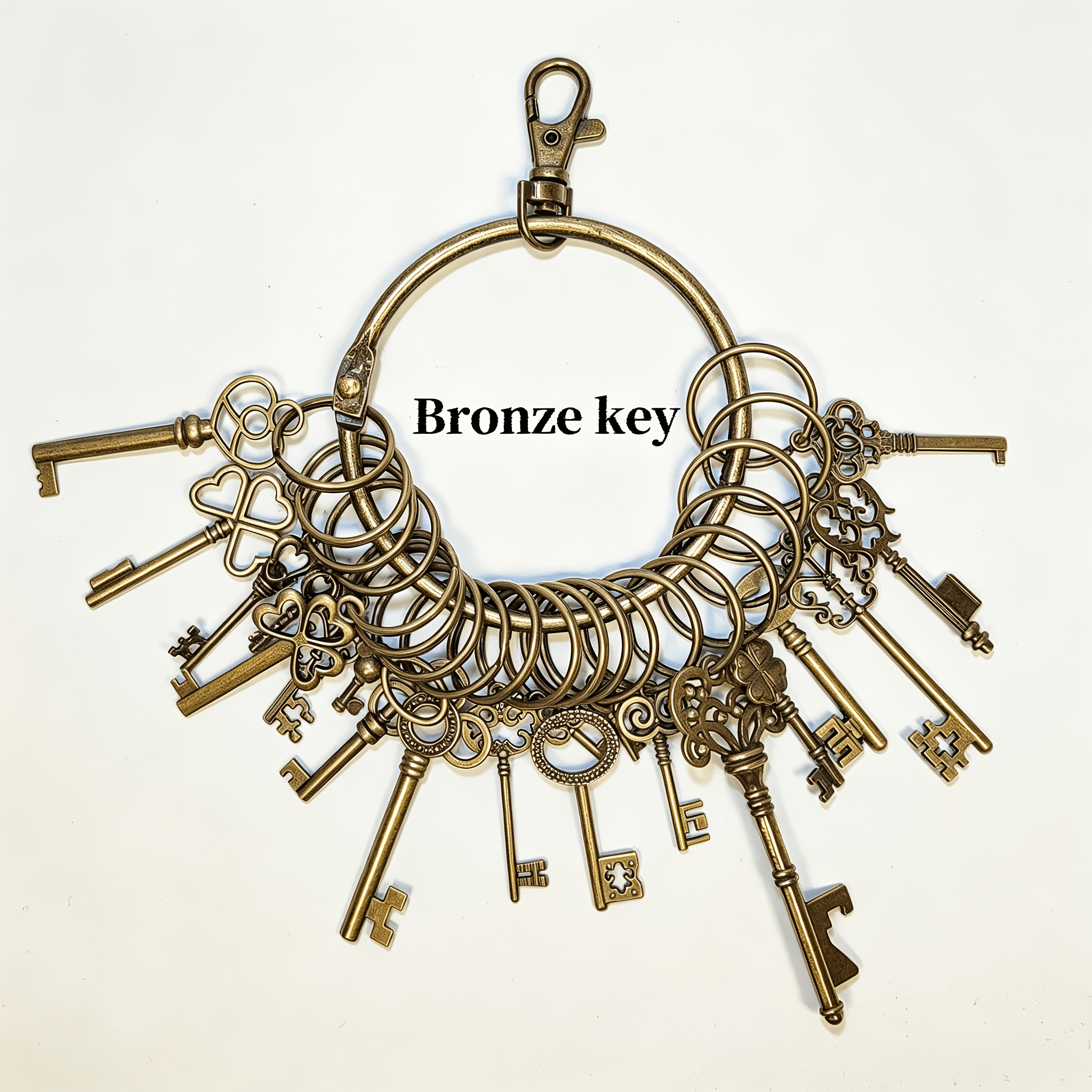 TEMU 18pcs Vintage Skull Keychain Set, 18 Random Styles, With Bronze And Brass Pendants- Suitable For Diy Crafts, Wedding Favors, Halloween