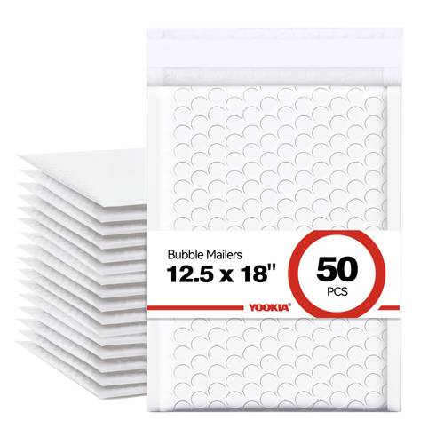 12 5x18in white bubble padded mailers self sealing poly envelopes protective shipping packaging for online store mailing supplies