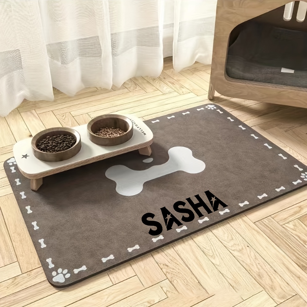 TEMU Custom Absorbent Dog Food Mat Placemat With Name, Personalized Dog Mats Using , Personalized Dog Placemat, Custom Dog Bowl Mat, Custom Dog Food