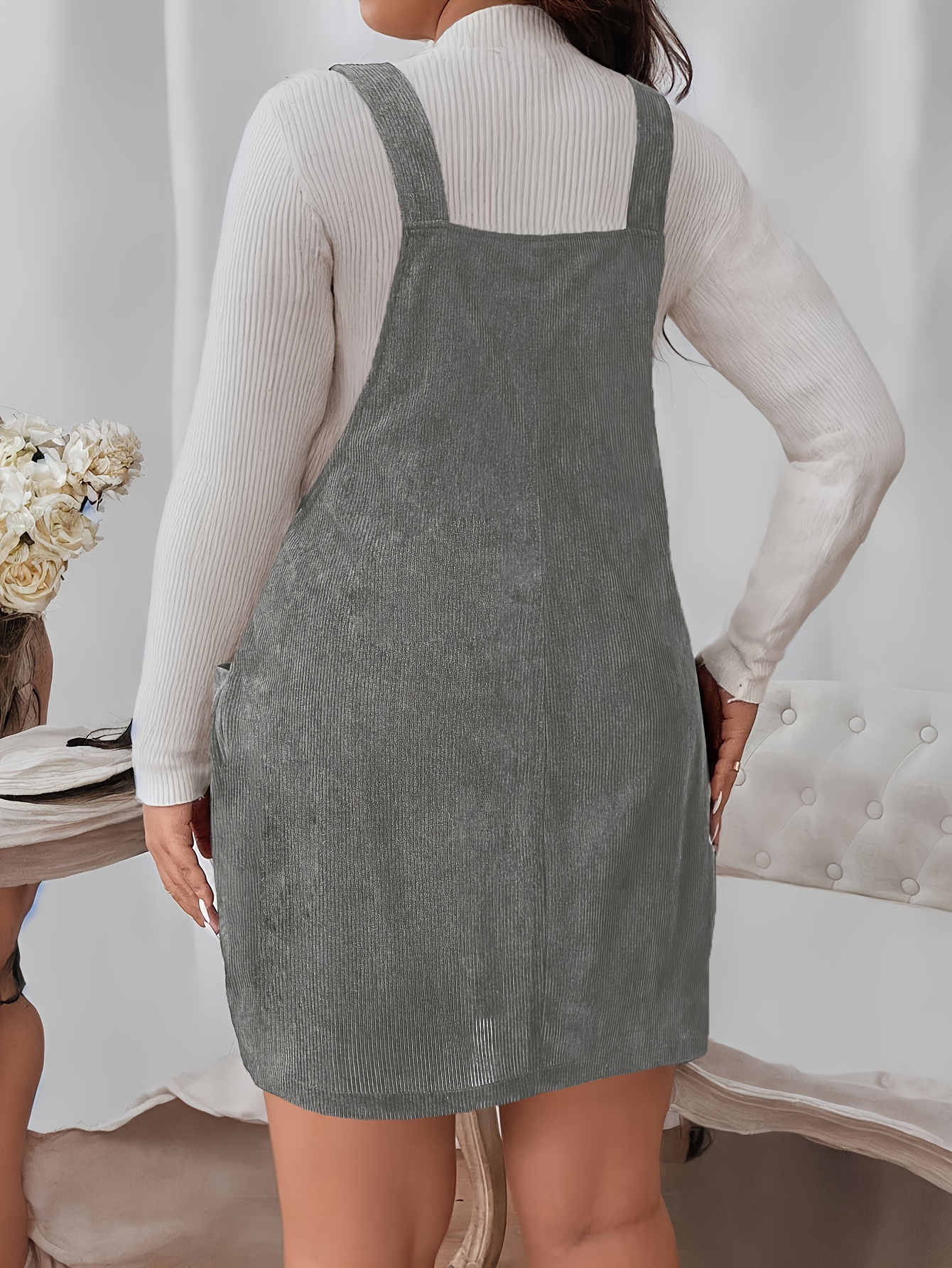 slim fit dress slacks Denim Overall Dress – Buddhatrends main image 0