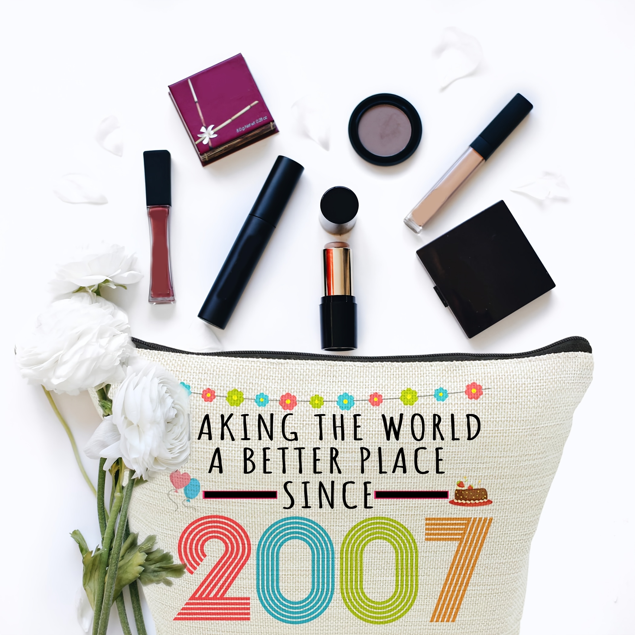 Lustige Make-up-Tasche Zum 18. Geburtstag – 'Macht Die Welt Besser Seit 2006', Aus Baumwollleinen, 23x18cm