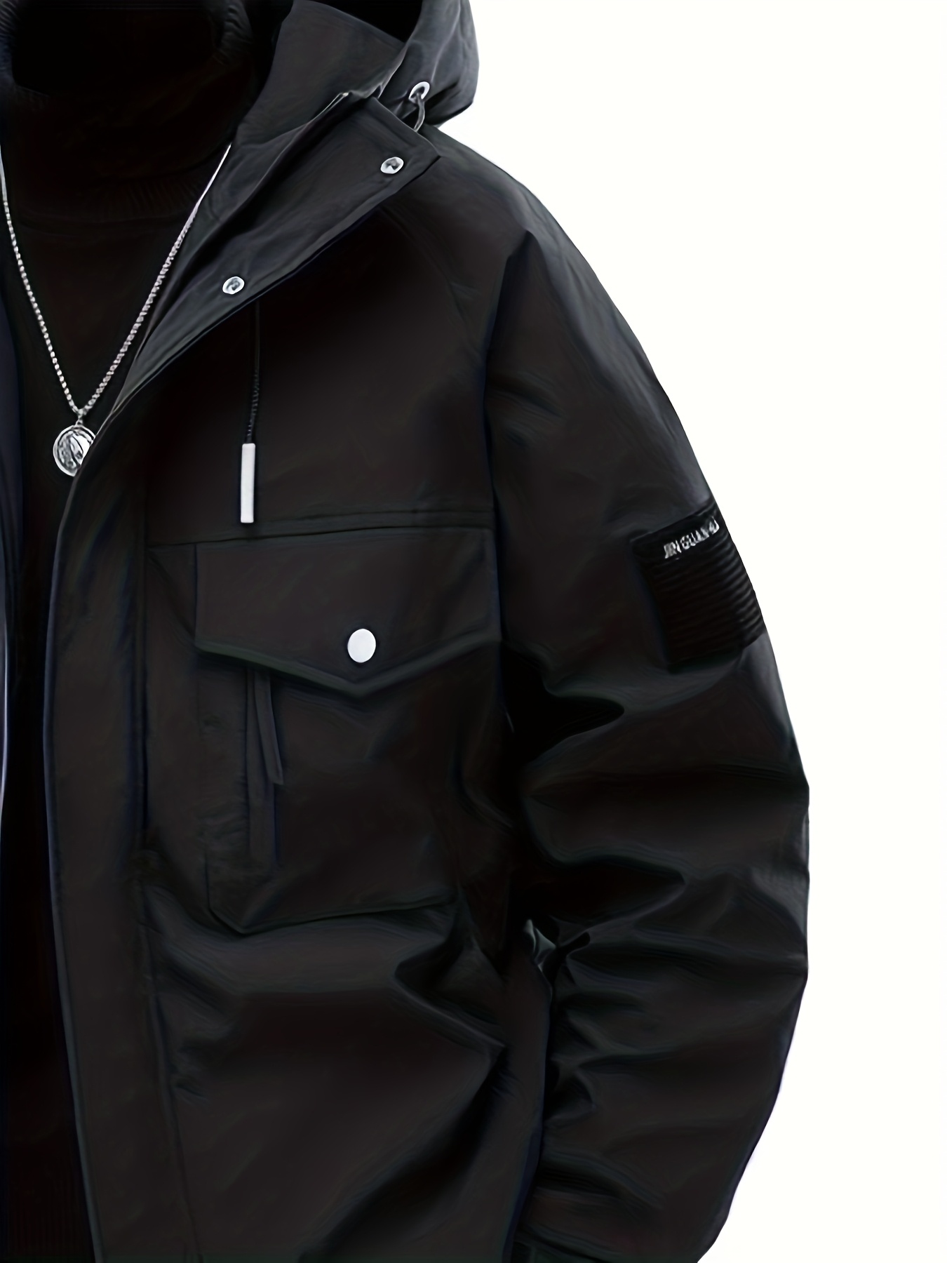 Men's Plus Size Warm Hooded Drawstring Jacket