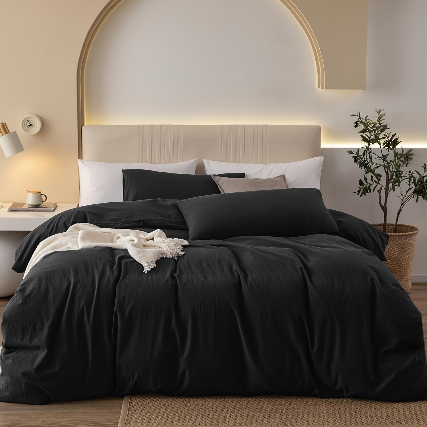 E-shop Weiche und bequeme einfarbige Bettwäsche für Einzelbetten, 135x200 cm Baumwollbettlaken und 80x80 cm Kissenbezug mit Reißverschluss