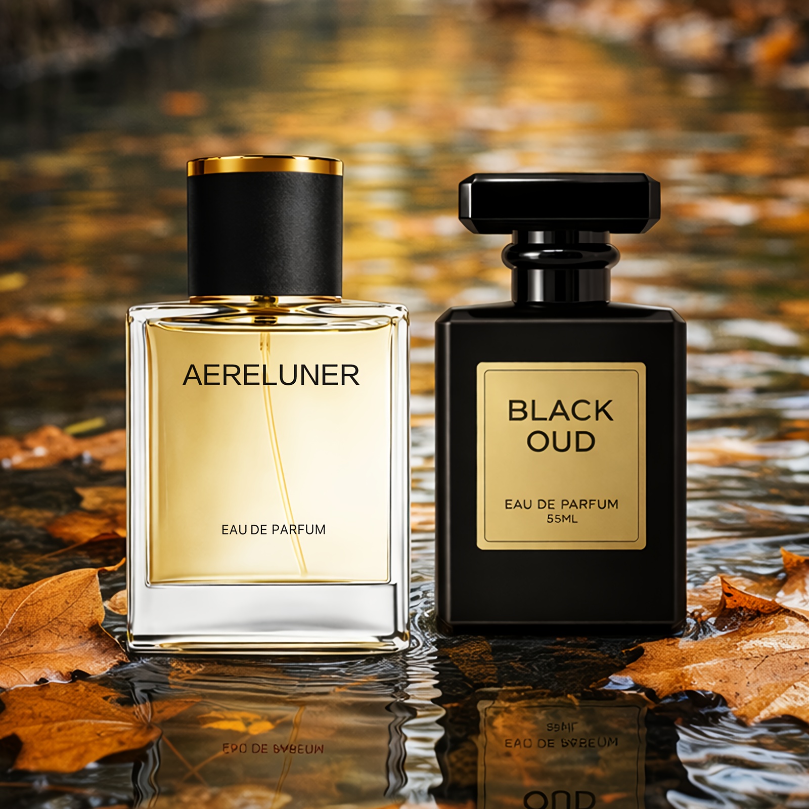 Image of 2 Bottles Of Set, And Agarwood, 2 Bottles For Different Occasions, Daily , Business Social, Leisure , Gift For Boyfriend, Husband, Father, Practical Gift