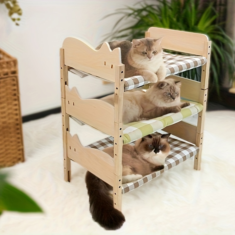 

Wooden Pet Beds Summer Cat Bed Kitten Hammock Sturdy Solid Wood Puppy Small Dog Bed Multiple Beds Can Be Stacked For Many Cats