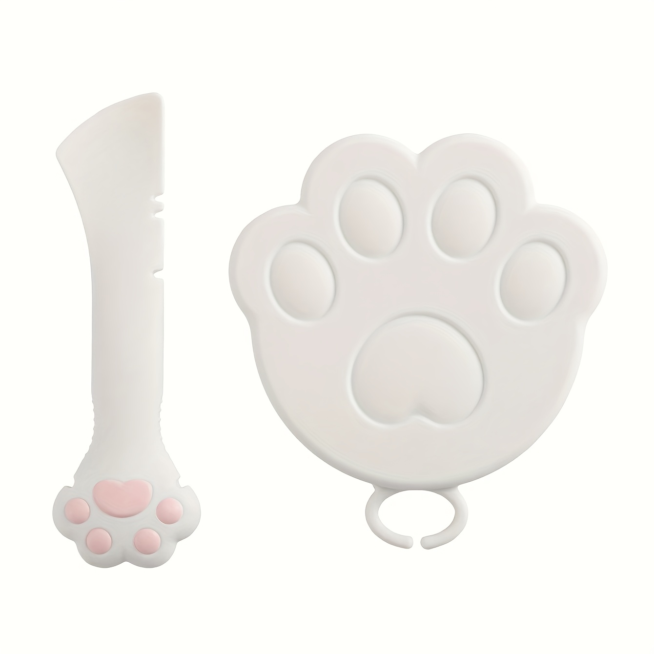 2pcs Of Pet Can Spoons, Multifunctional Can Openers For Wet And Dry Food, Cat Dining Utensils, Feeding And Mixing Spoons, Cat Shovels, Cute Cat Paw-shaped Can Openers
