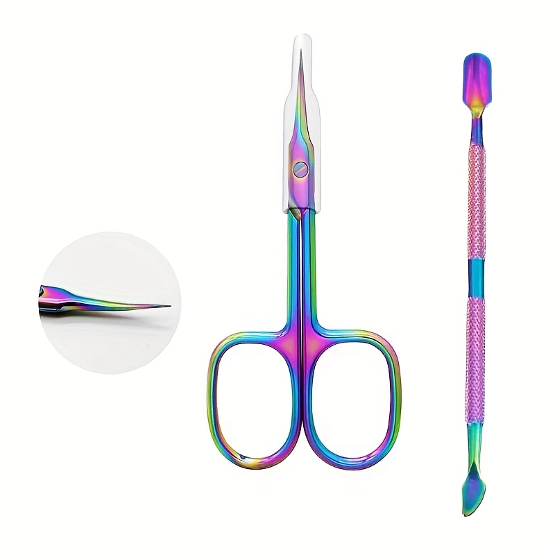 2pcs Stainless Steel Cuticle Scissors Nail Scissors Dead Skin Ingrown Nail Clipper Sharp Head Professional Manicure Tools Dead Skin Nail Trimming Tools