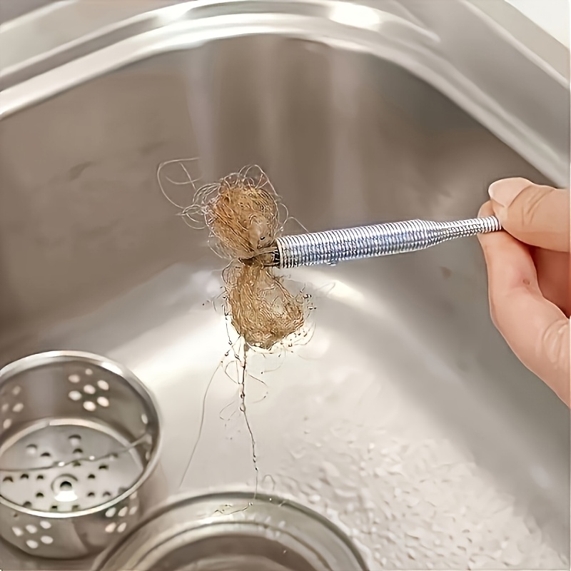 1 pieza Desatascador de inodoro tipo serpiente, herramienta de garra para desagüe de inodoro doméstico con 4 garras, serpiente para tuberías, agarrador de desagüe flexible de mano, recogedor de escombros para recoger basura, removedor de obstrucciones de desagüe de fregadero para fregaderos