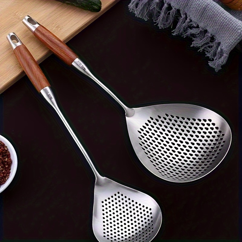 

Stainless Steel Skimmer Set - Kitchen Strainer Spoon For Frying And Cooking, Deep Basket Design For Draining Pasta, Dumplings, And Fried Foods - Durable And Easy To Clean