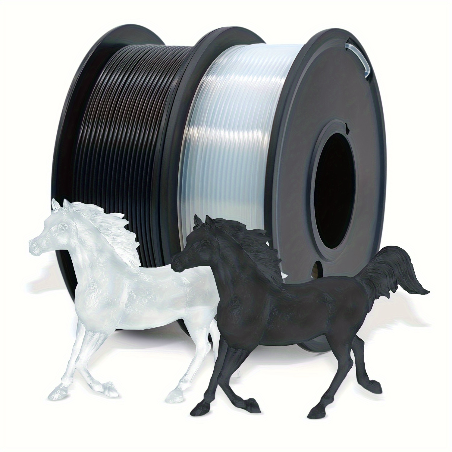 

2pcs 3d Printing Filament Bundle, Pla Biodegradable , 250g , 1.75mm Diameter, High +/- 0.02mm, Black & Clear, With 0.5kg 3d Printers