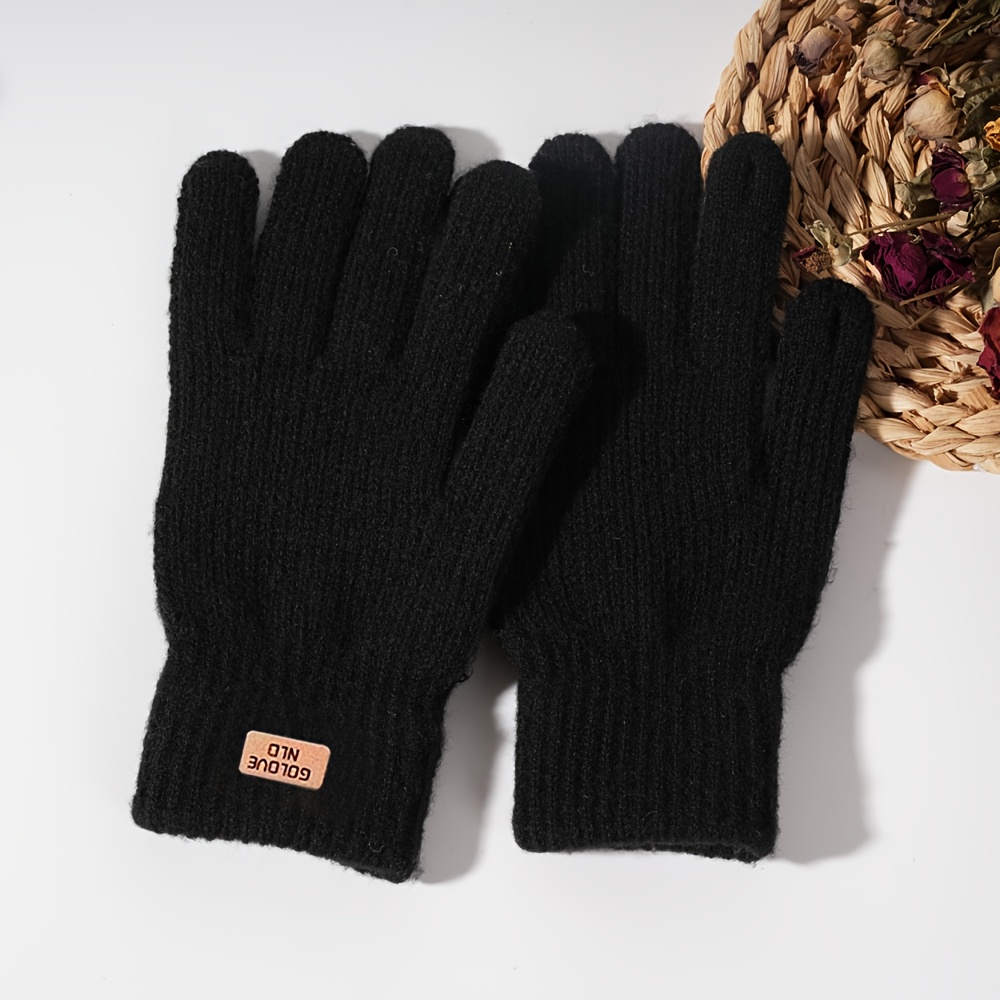 TEMU Nouveaux gants d'hiver, couleur unie, élastiques, compatibles avec les smartphones à écran tactile, modèle texturé, gants chauds de protection