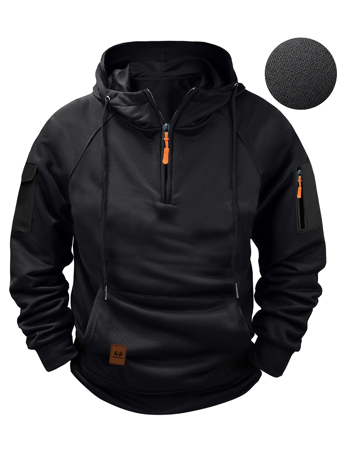 Langarm Pullover Pullover Schwarz Orange Herren Sleek Polyester