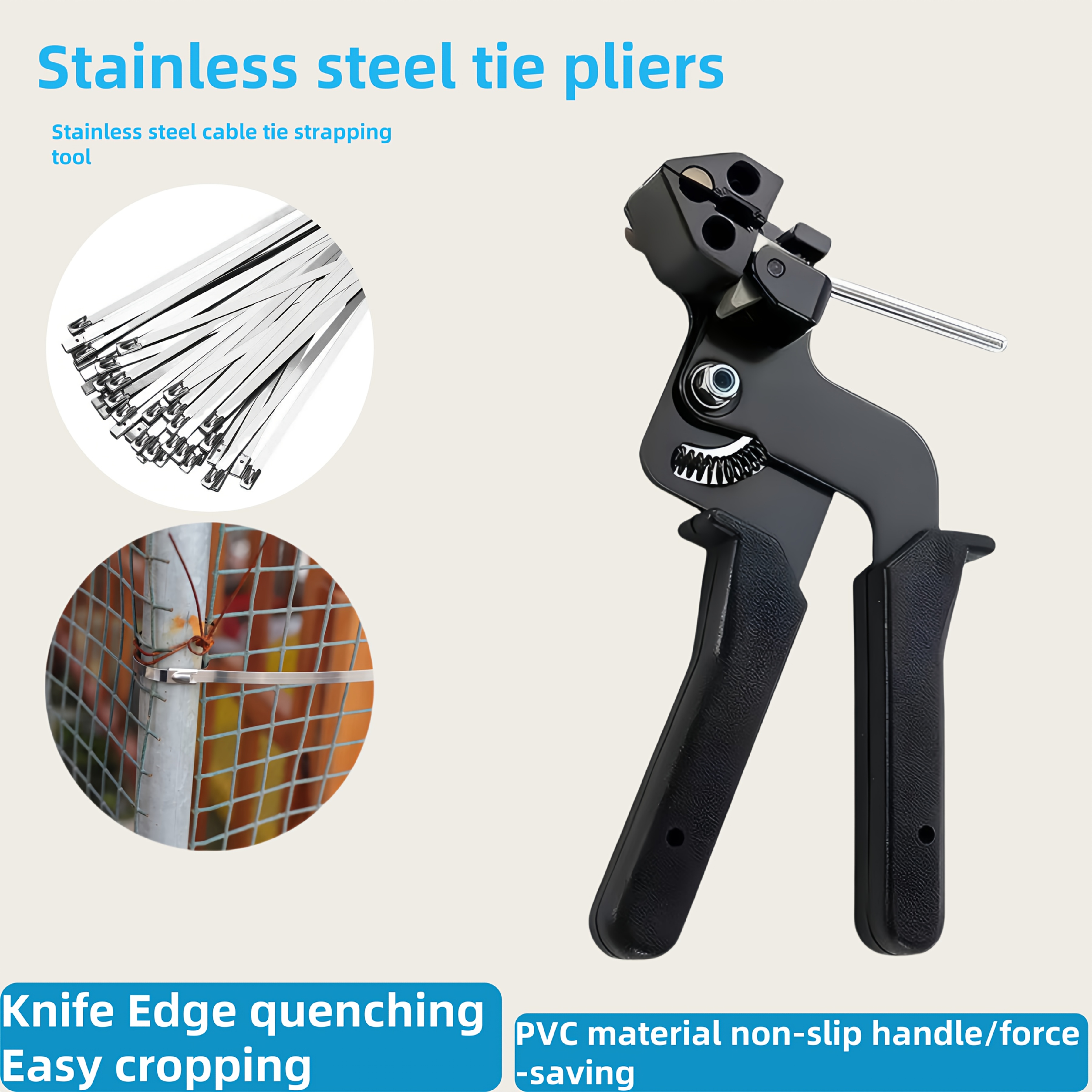 1pc 101pcs 304 stainless steel cable tie tool with knife edge self locking mechanism     chemical temperature resistant non slip handle for secure wire fastening in   environments 0