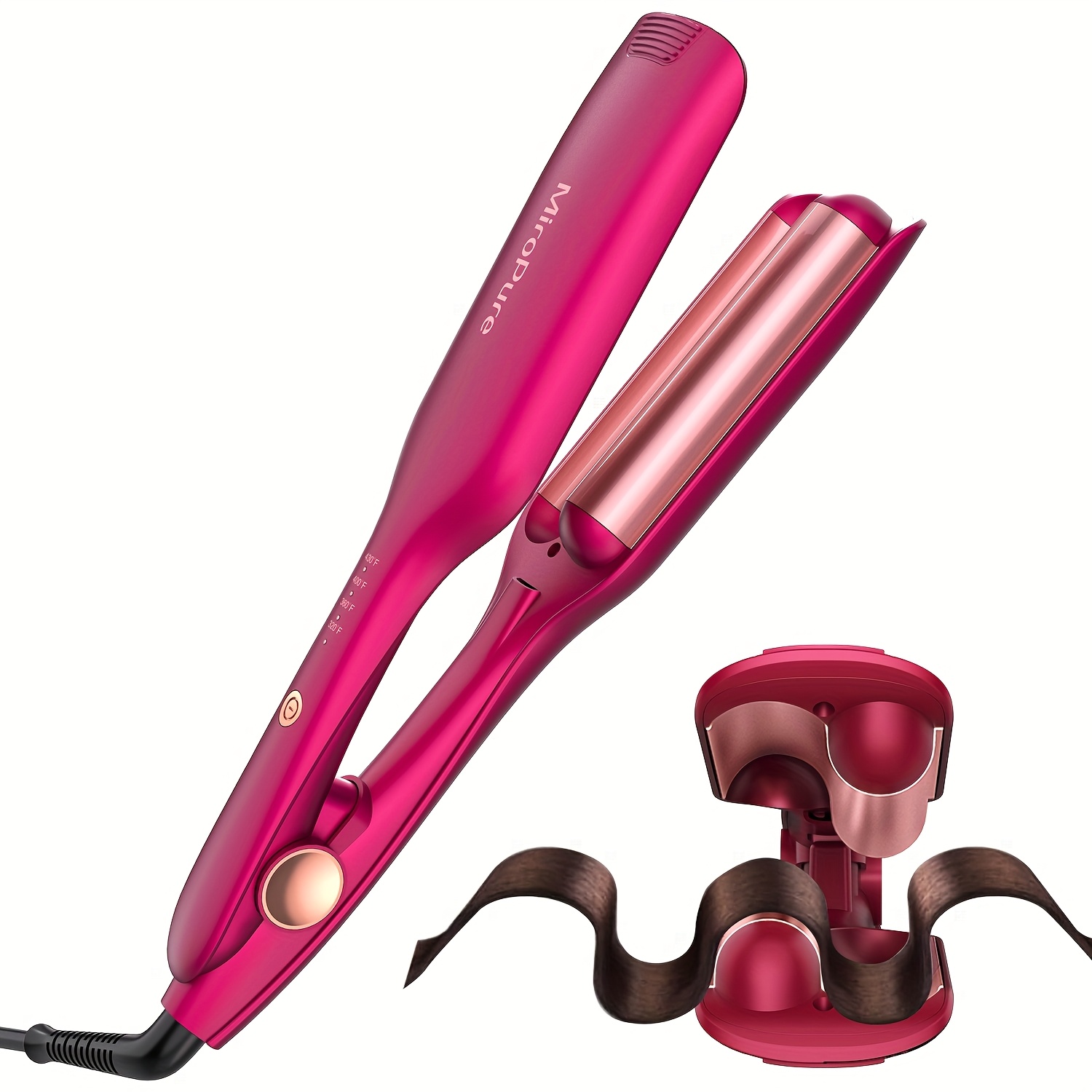 TEMU 1 Inch Curling Iron Hair Crimper Waver - Miropure Curling Wand, Deep Waver Hair Curler Tool With Ceramic 2 For Women, Ideal Gift For Lady, Dual
