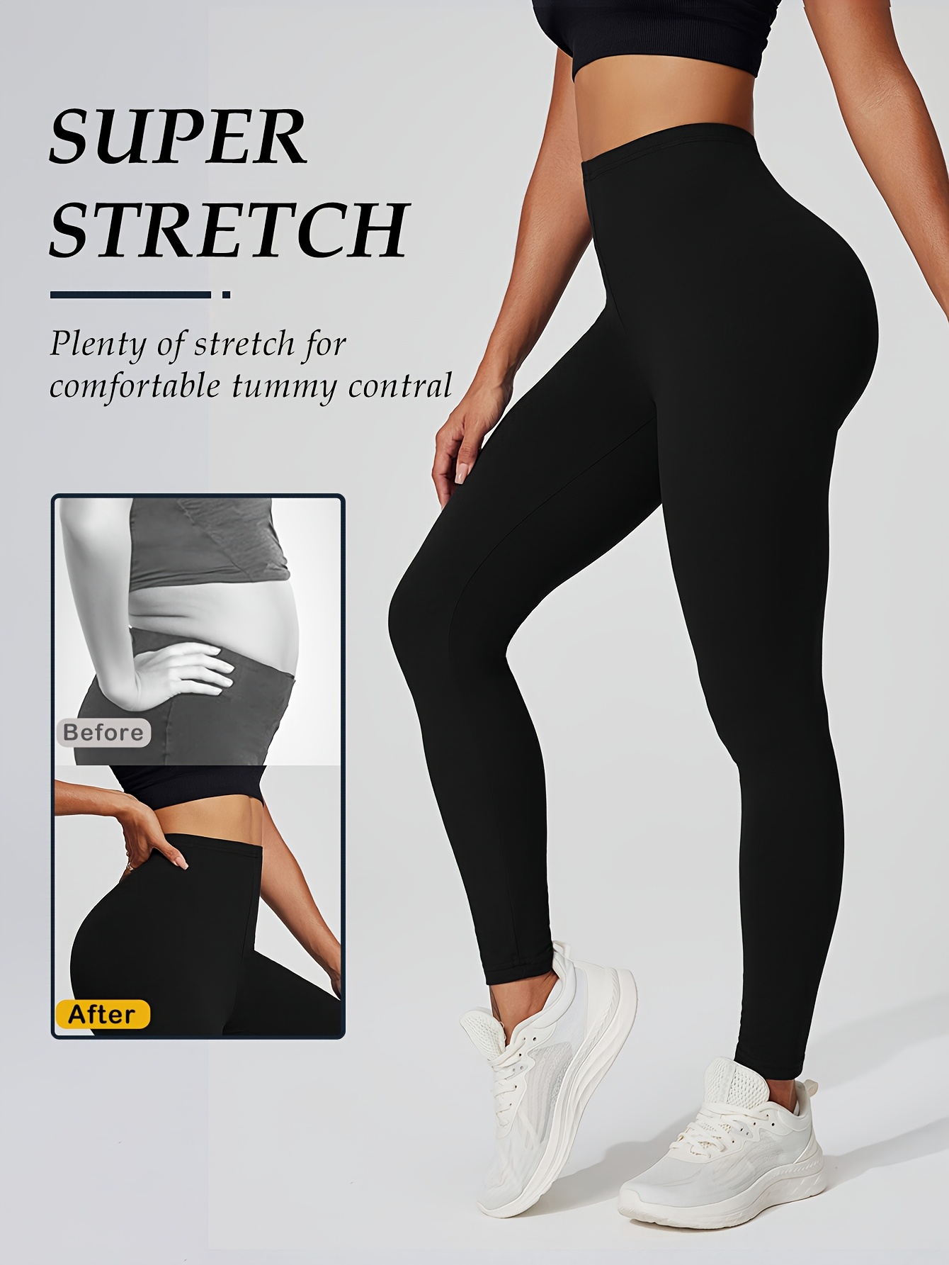 Women's High Elasticity Activewear Full-Length Leggings, Solid Color, Soft Knitted Fabric, Women Fitness Apparel Suitable For Autumn