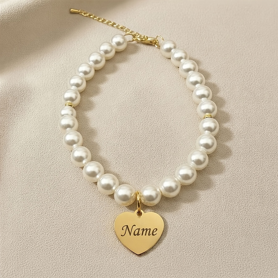Custom Engraved Dog Collar with Heart-shaped ID Tag
