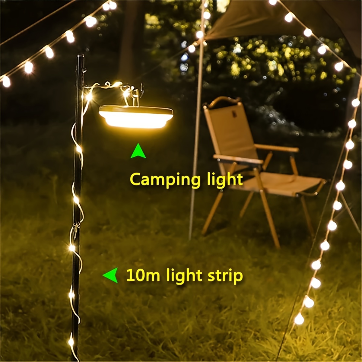 Camping String Lights Outdoor Lights And String Lights 2 In 1 Usb  Rechargeable Portable Lights Camping Lights Tent Lights Holiday Party  Atmosphere Lights Battery String Lights - Sports & Outdoors - Temu