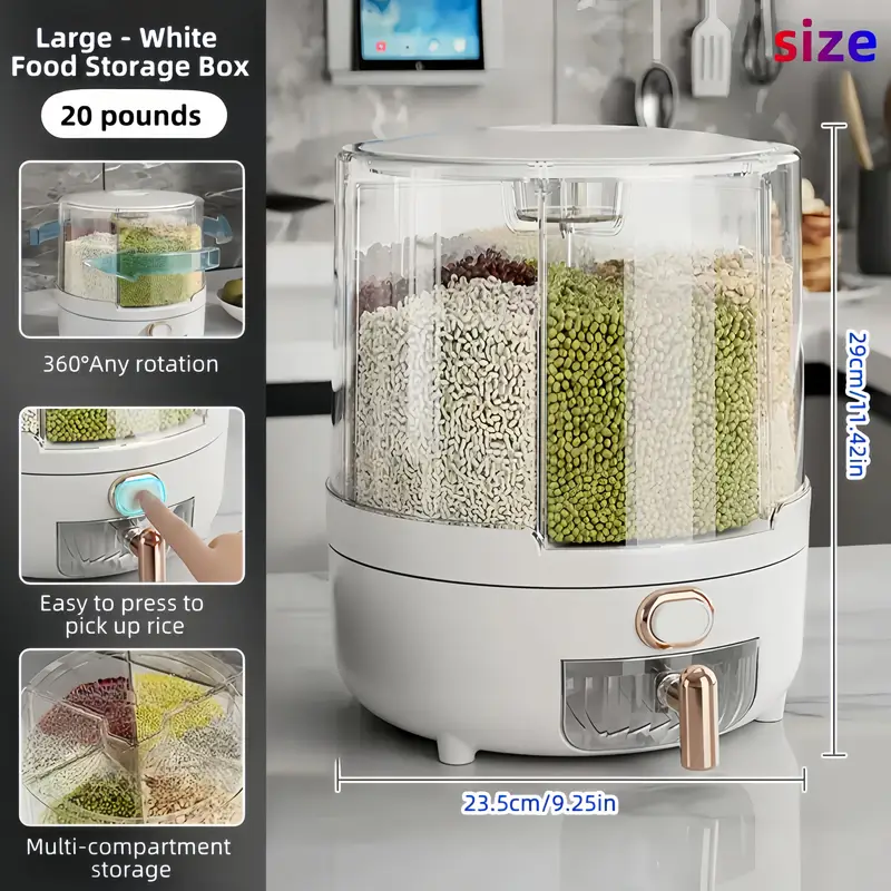 large capacity moisture proof grain storage container insect resistant reusable plastic dispenser for rice flour pet saving multi purpose kitchen essential with dispensing mechanism Product details 2