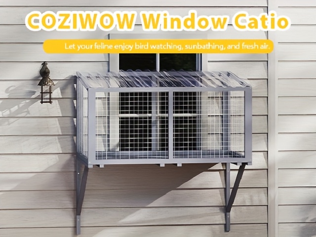 window outdoor cat enclosure window box wooden - Temu