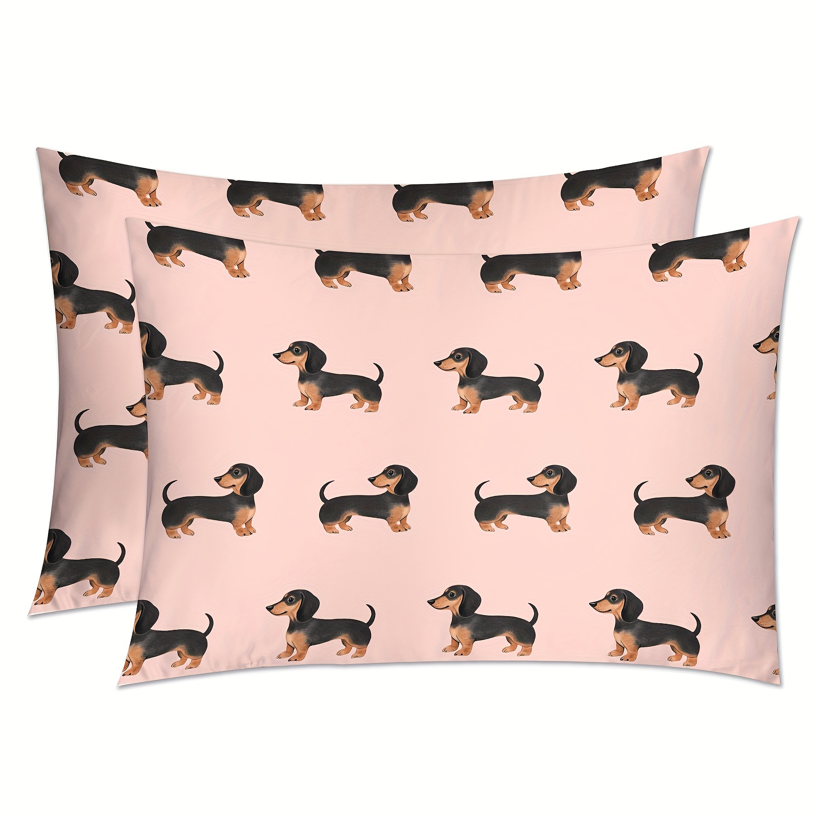 

2pcs, Satin Pillowcase (without Pillow ), Soft Breathable Printing Pillow Covers For Hair And Skin, Pink Dachshund Modern Simple, Silky Pillow Protector For Bedroom Sofa Home Decor