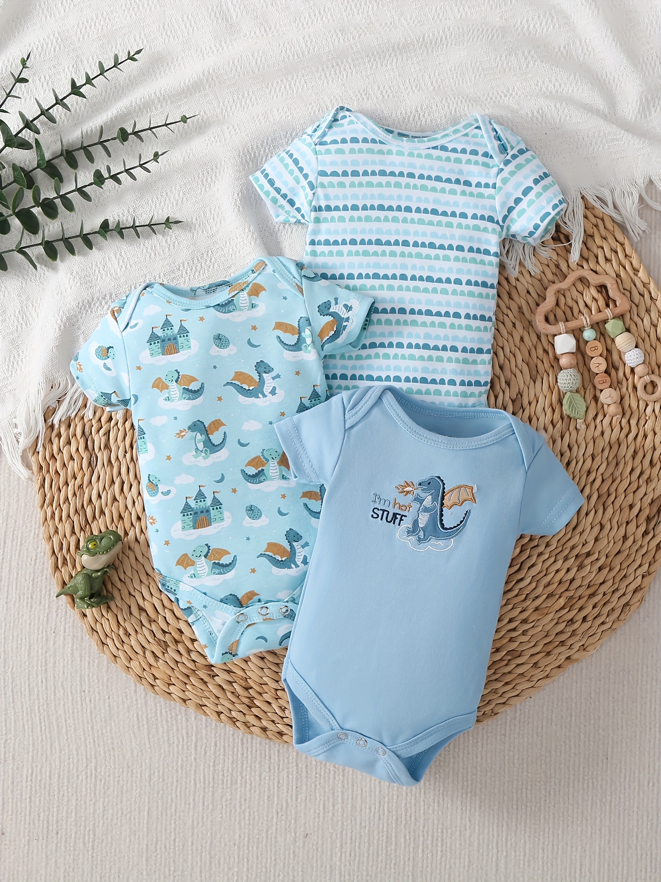 piezas conjunto body bordado dinosaurio bebé recién nacido