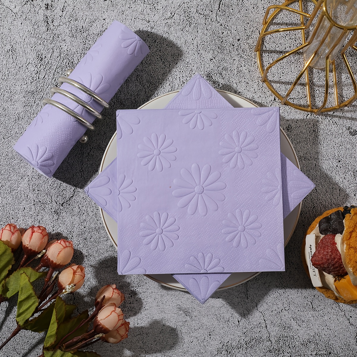 TEMU 20pcs New 3d Embossed Printing Disposable Napkins, Available, Soft And Portable Napkins, Suitable For Travel, Anniversary, Graduation Ceremony,