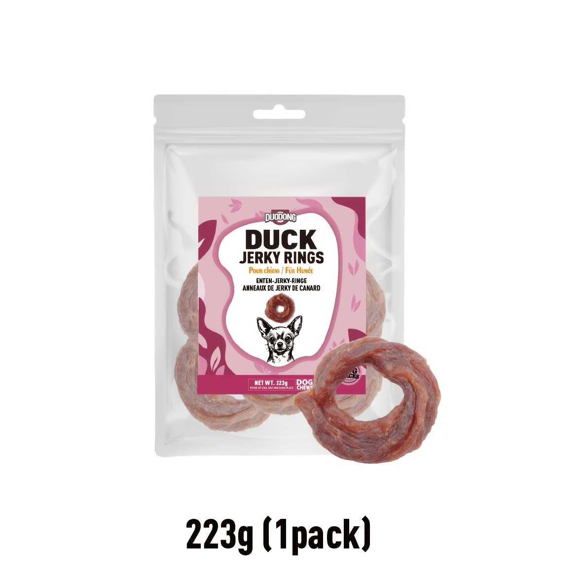 Image of Duck Ring Dog Treats Suitable For Tear Stain & Support, Slow- Grain-free Jerky With Duck Flavor, -rich Soft Duck Meat Snacks For Sensitive Stomachs, Digestive Treats For Puppies & Dogs