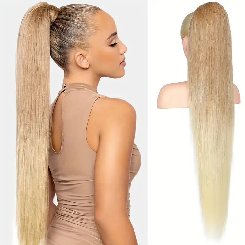 36 inch long straight drawstring ponytail synthetic hairpieces ponytails for women clip suitable for all hair types details 1