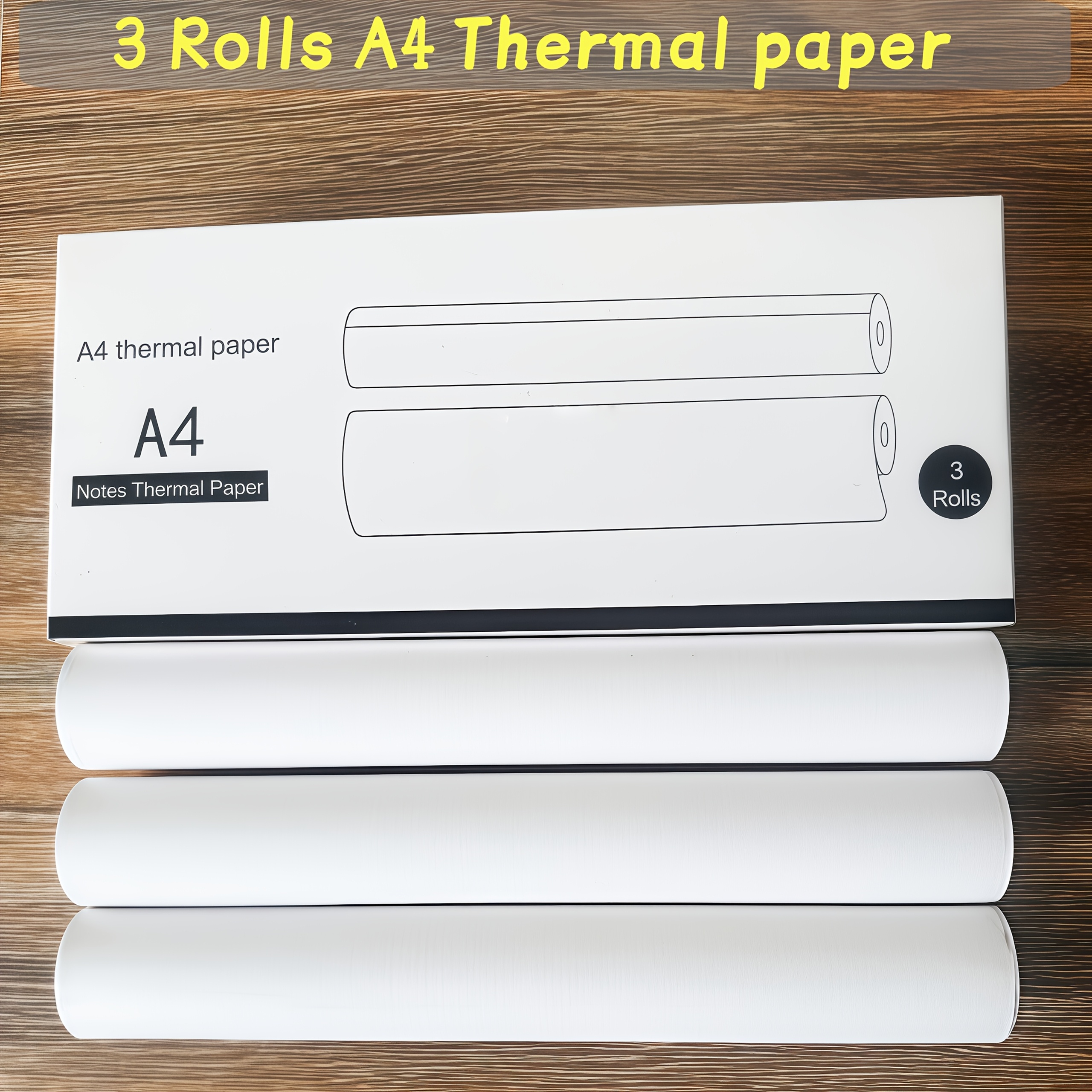 TEMU 3 Rolls Of A4 Thermal Paper, Compatible With Thermal Printers . Thicker And , With Fonts, Resulting In Better Printing Quality. Suitable For