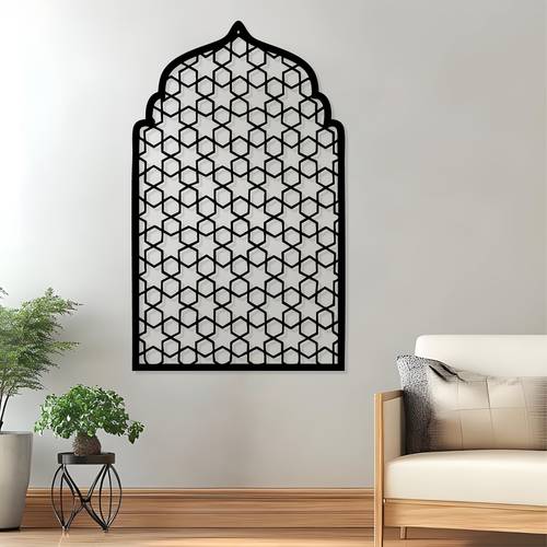 pieza de pared de metal con marroquí, un mural escultórico de marroquí exquisitamente intrincado, un regalo ideal para eid, ramadán y entusiastas de la decoración islámica. una escultura decorativa de pared de metal inoxidable, adecuada para paredes de y
