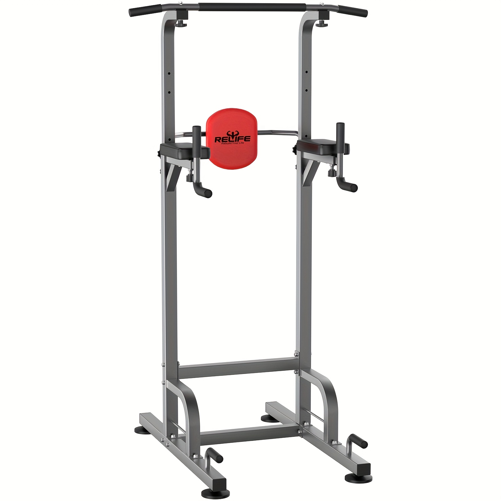 Image of Relifesports Dip Station Pull Up Bar Height Adjustable For Home Fitness 400lbs For Strength Training Fitness Equipment