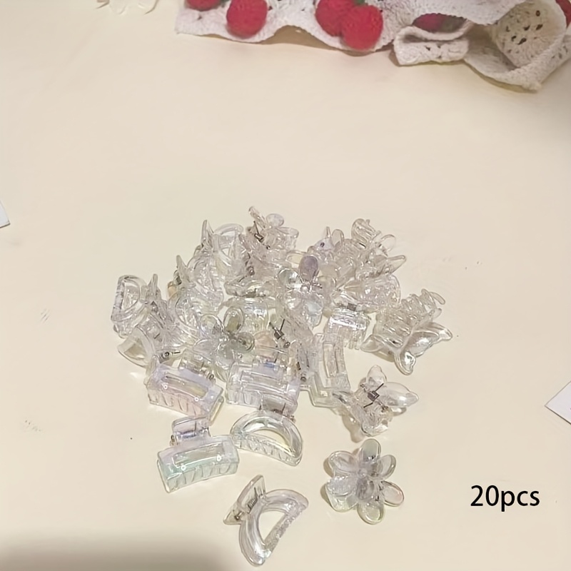 Image of 20pcs New Iridescent Mini Bow Hair Clips, Elegant And Sweet Forehead Bangs And Hair Heart-shaped Hair Clips