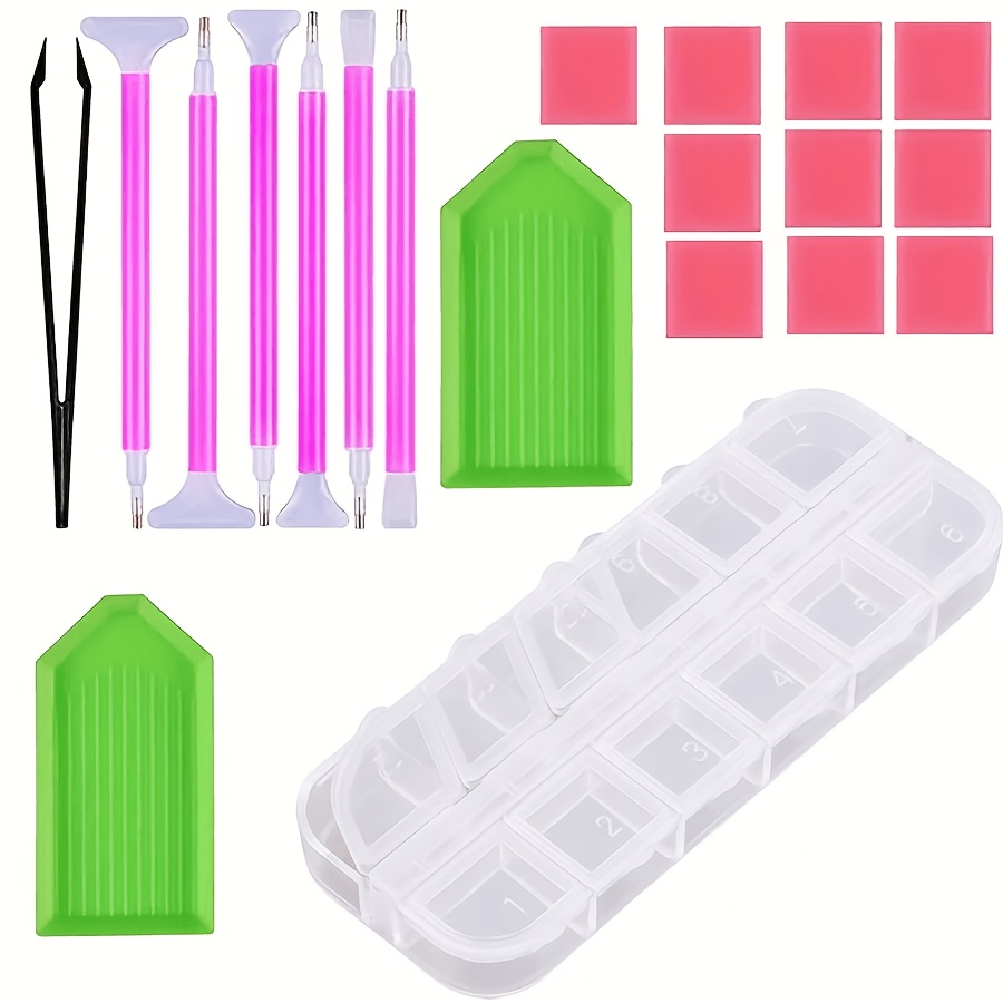 TEMU Kit de Peinture Diamant Complet 5D Outils et Accessoires de Peinture Diamant, Kit de Matériel de Base, de Perçage, Plateau de Perçage, Stylo de