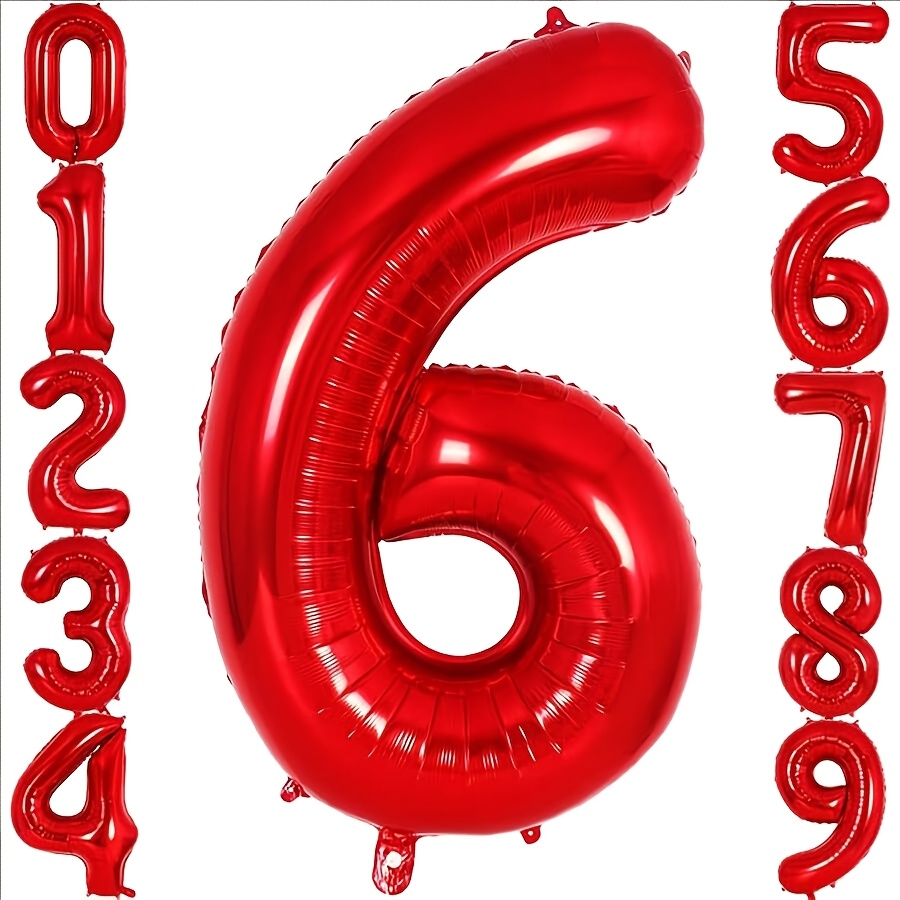 

1pc Red Foil Number Balloons, 32in Reusable Aluminum Foil Balloons For Birthday, Wedding, Engagement, Hanukkah, Christmas, New Year, Easter, Halloween Party Decorations, Festive Home Decor