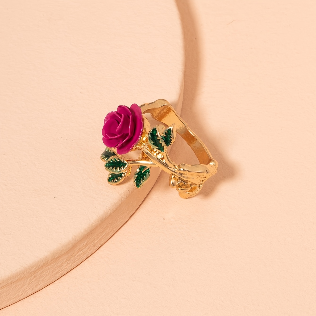 Women's Elegant Rose Flower Ring, Holiday Gift