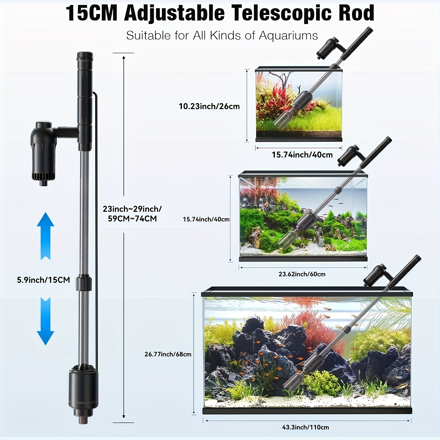 electric aquarium gravel cleaner 6 in 1 multifunctional 18w fish tank gravel cleaner vacuum for water changer wash sand water filter circulation aquarium vacuum cleaner black Product details 0