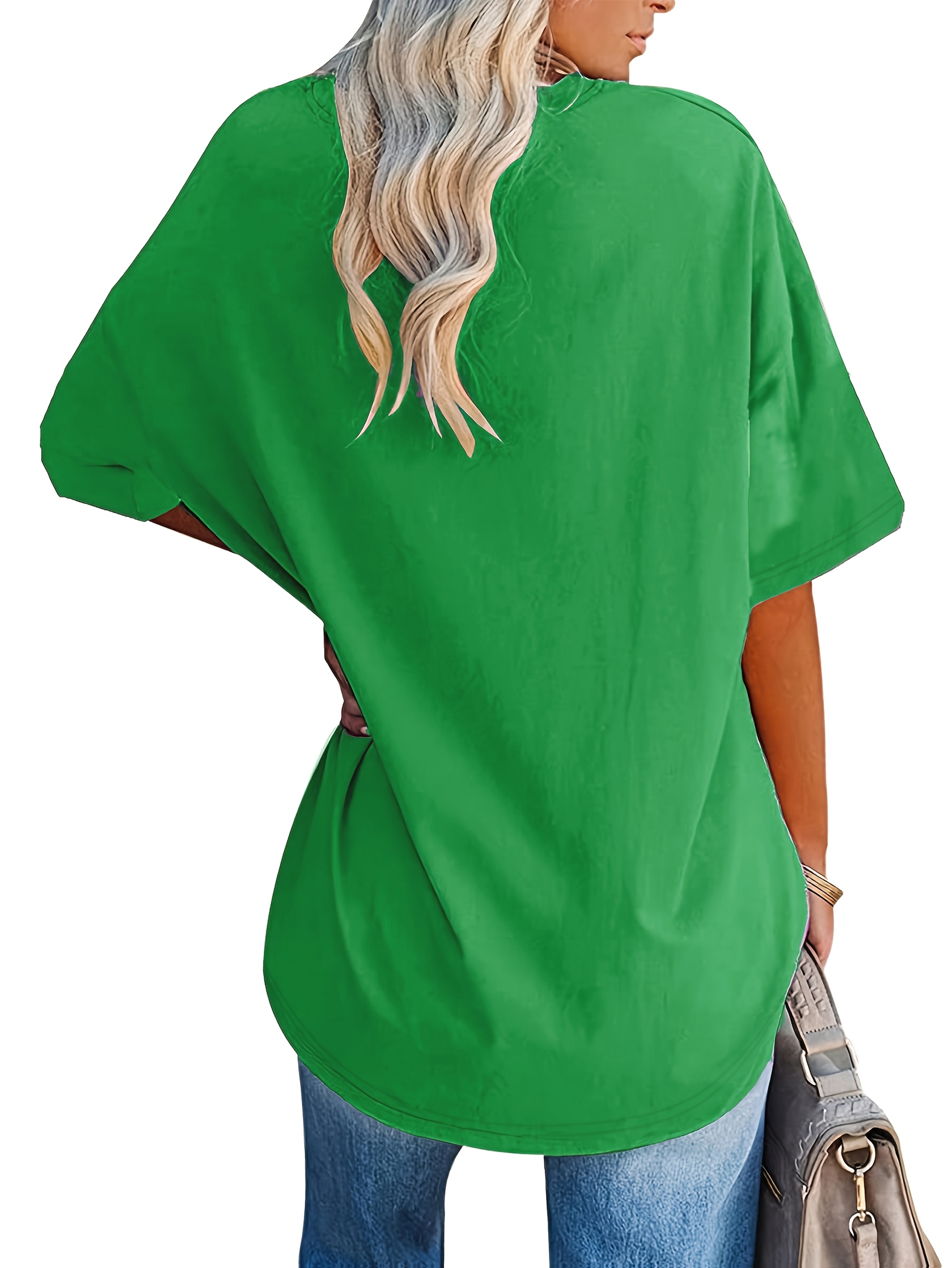 Plus Size Solid Simple T-Shirt, Casual Crew Neck Short Sleeve T-Shirt, Women's Plus Size?Clothing