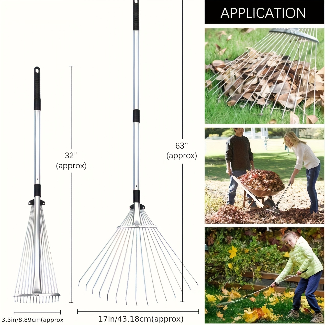 Adjustable Garden Leaf Rake Image 4