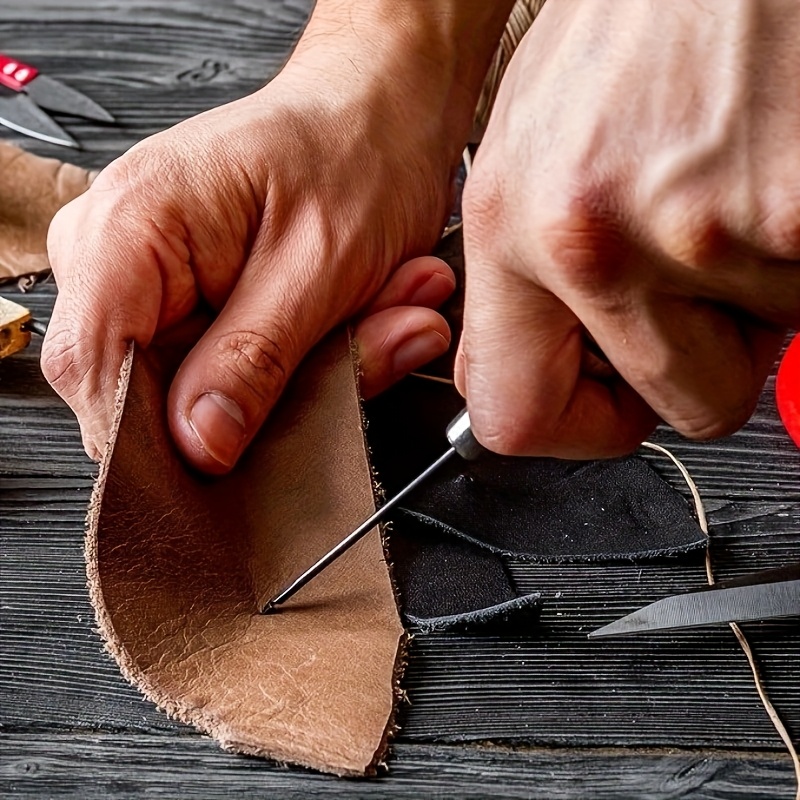 

3pcs Perçage en cuir , Double Aiguilles de couture, Outils d'artisanat à manche en bois pour la réparation de chaussures et les en cuir