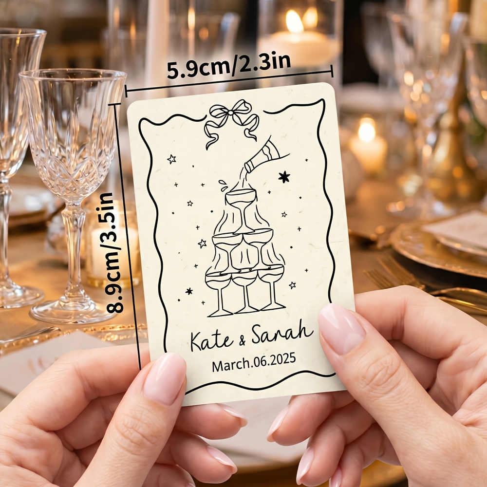 TEMU 54 Carte da Gioco Nuziali Personalizzate, Personalizzate con Nomi e Date. Realizzate in Cartoncino Qualit� e Decorate con un Disegno di di . Una