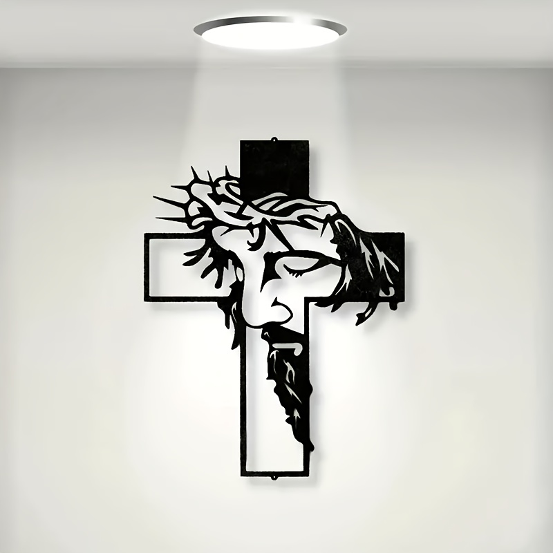 1pc Metal wall art Cross Sign Wall Art Decoration, Easter Thanksgiving Wall Hanging Decoration, Office Dining Room Lobby Wall Decor, Halloween Room Decor art