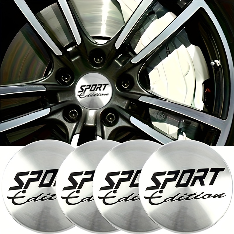 

4-piece Sport Edition Aluminum Wheel Center Caps - 2.2" Emblem Stickers For Cars, Motorcycles, Trucks & Suvs - Easy Install