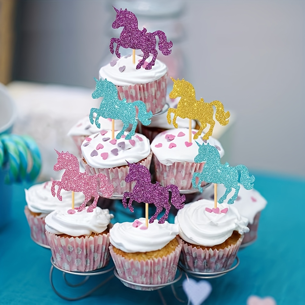 Einhorn Cake Topper Set 6-teilig In Rosa - Deko Für Geburtstag, Baby Shower & Hochzeit